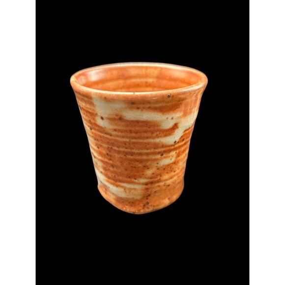 Set of 2 Vintage Hand Thrown Stoneware Art Pottery Soap Dish & Cup Speckled - Picture 7 of 13